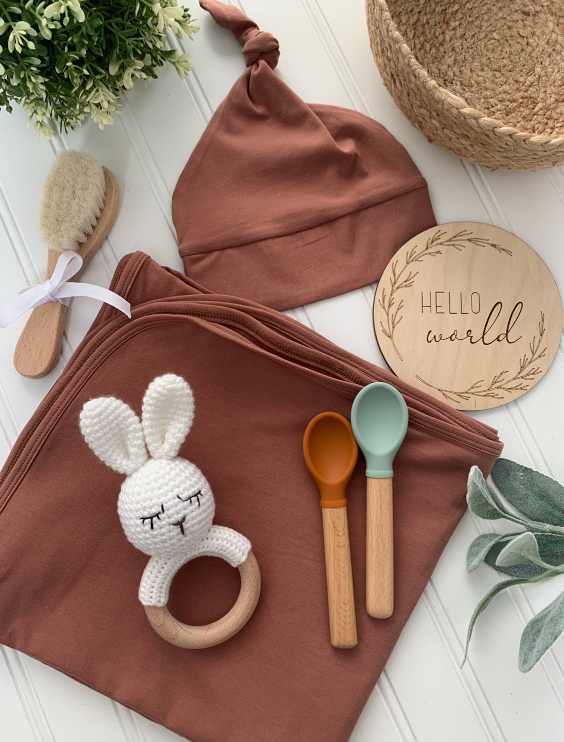 Baby boy swaddle/hat set, gender neutral, unisex