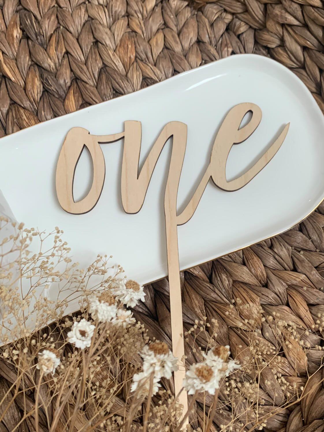 Wood number cake topper